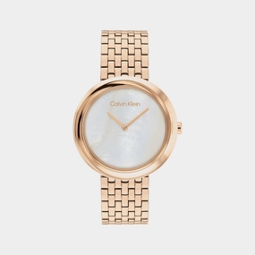 Twisted Bezel Women's Mother Of Pearl Analog Stainless Steel Watch 25200322