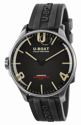 U-Boat Darkmoon Stainless Steel Black Dial Black Rubber Strap Quartz Mens Watch 8463