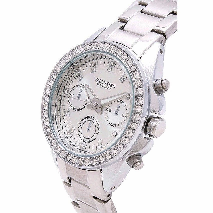 Valentino 20121503-WHITE - SILVER DIAL EXCALIBUR IP STAINLESS STEEL BAND STRAP Watch for Women