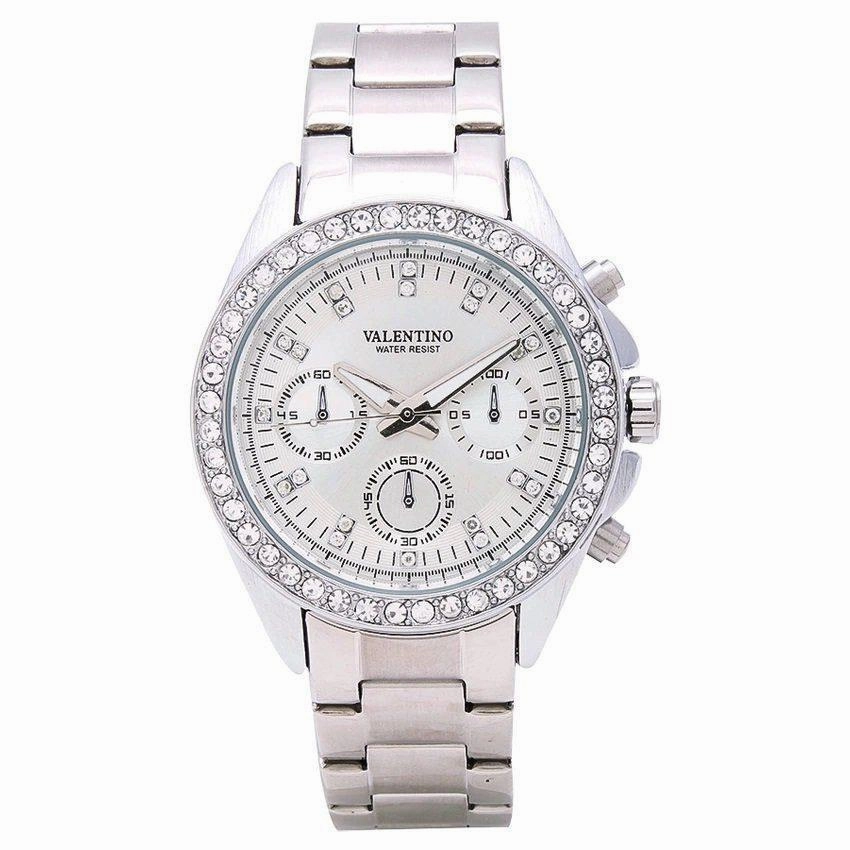Valentino 20121503-WHITE - SILVER DIAL EXCALIBUR IP STAINLESS STEEL BAND STRAP Watch for Women