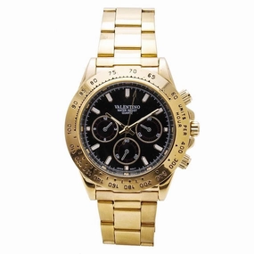 Valentino 20121651-BLACK DIAL STAINLESS BAND STRAP Watch for Men