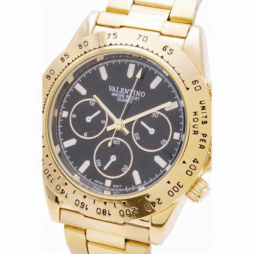 Valentino 20121651-BLACK DIAL STAINLESS BAND STRAP Watch for Men
