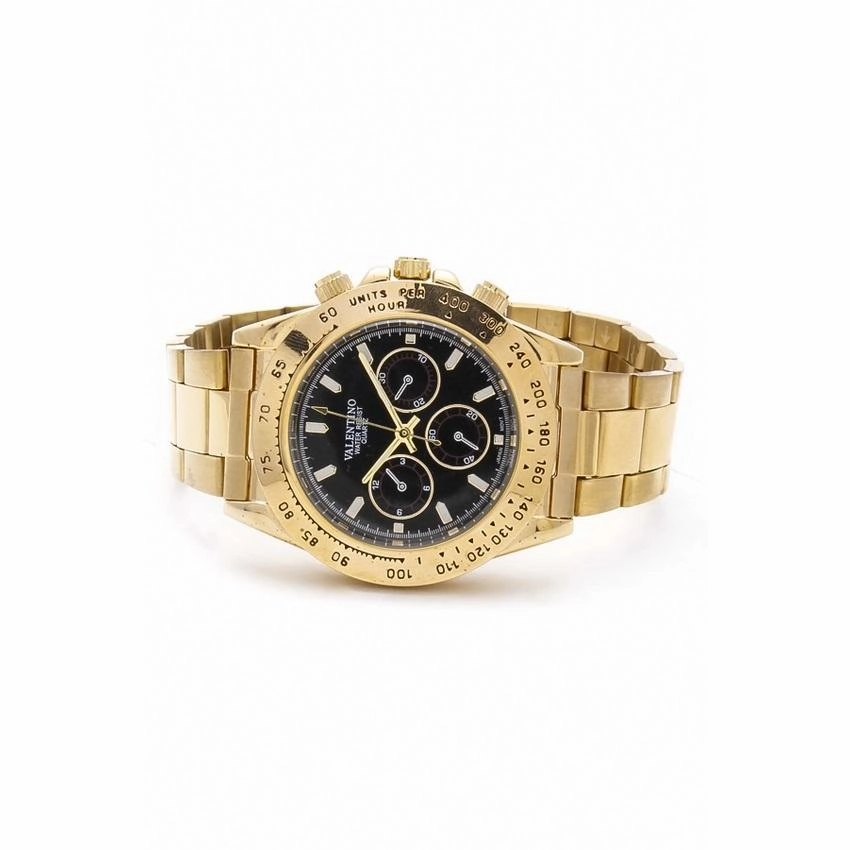 Valentino 20121651-BLACK DIAL STAINLESS BAND STRAP Watch for Men