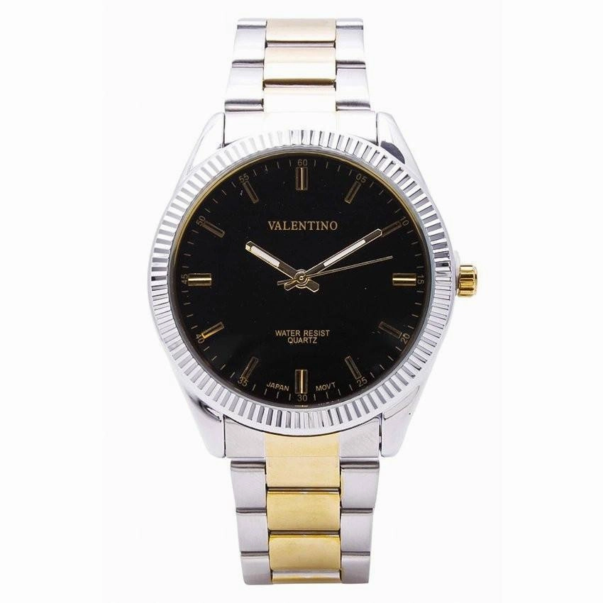 Valentino 20121677-TWO TONE - BLACK DIAL CASIO IP GLD MTL STYLE G STAINLESS BAND STRAP Watch for Men