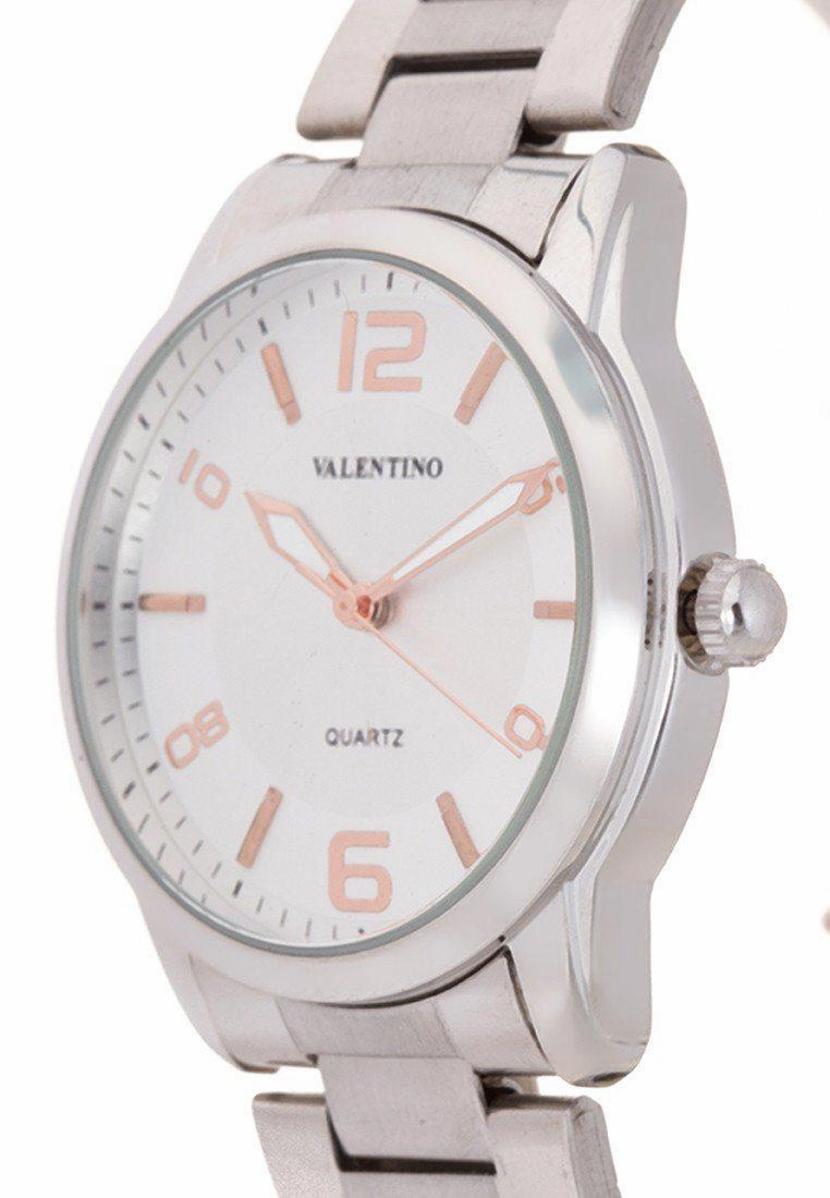 Valentino 20121911-White Dial Rg Index Stainless  Strap Watch For Men
