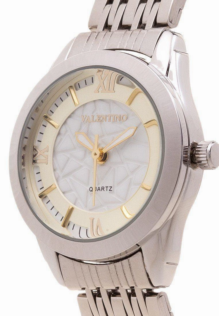 Valentino 20121914-Gold Dial Sta Barbara Mtl Stainless Strap Watch For Women
