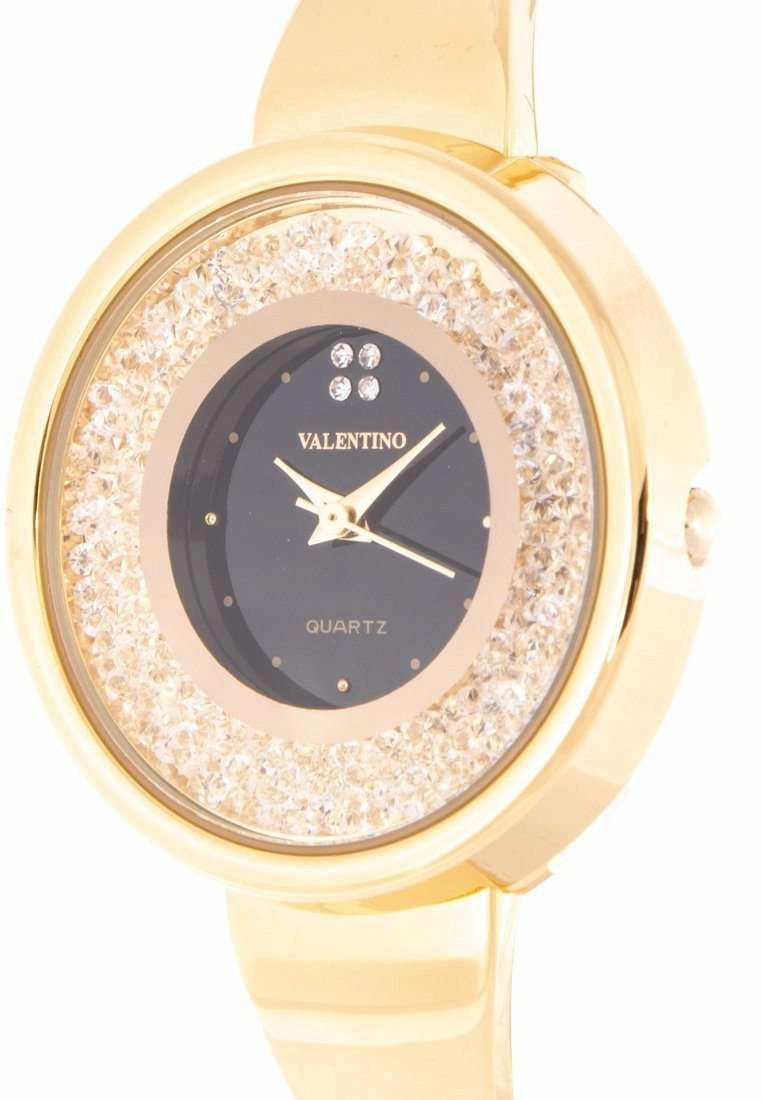 Valentino 20122148-BLACK DIAL Gold Fashion Metal Band Watch for Women