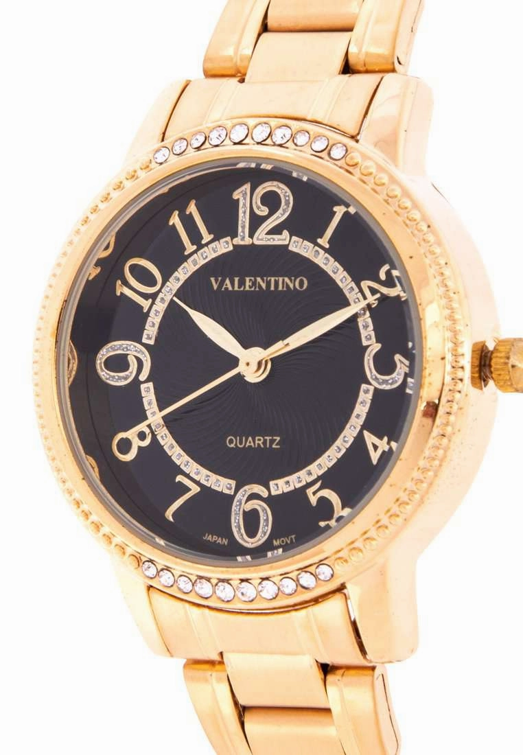 Valentino 20122199-BLACK DIAL Gold Stainless Steel Watch for Women