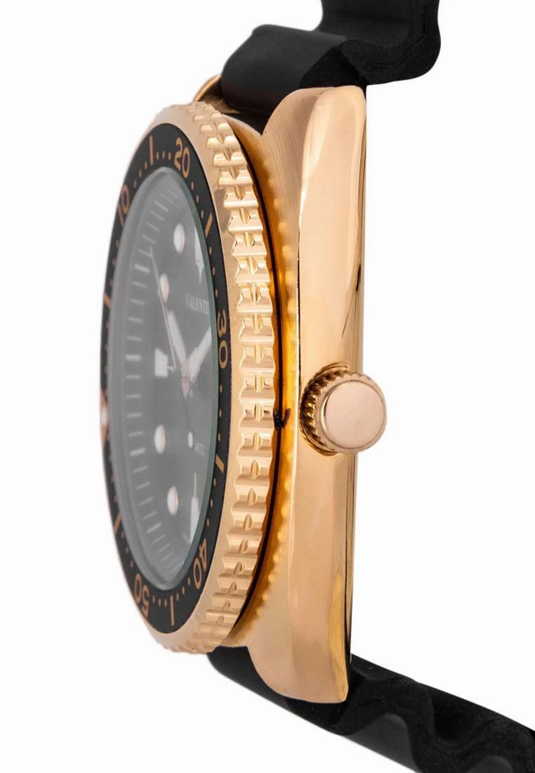 Valentino 20122313-GOLD CASE-BLK DL Rubber Strap Watch for Men