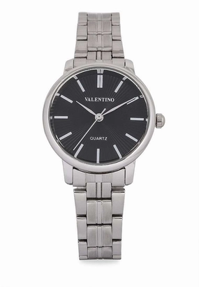Valentino 20122327-BLACK DIAL Silver Stainless Strap for Women