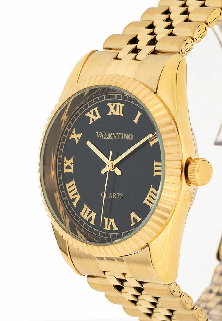 Valentino 20122402-GOLD - BLACK DIAL Stainless Steel Strap Analog Watch for Men