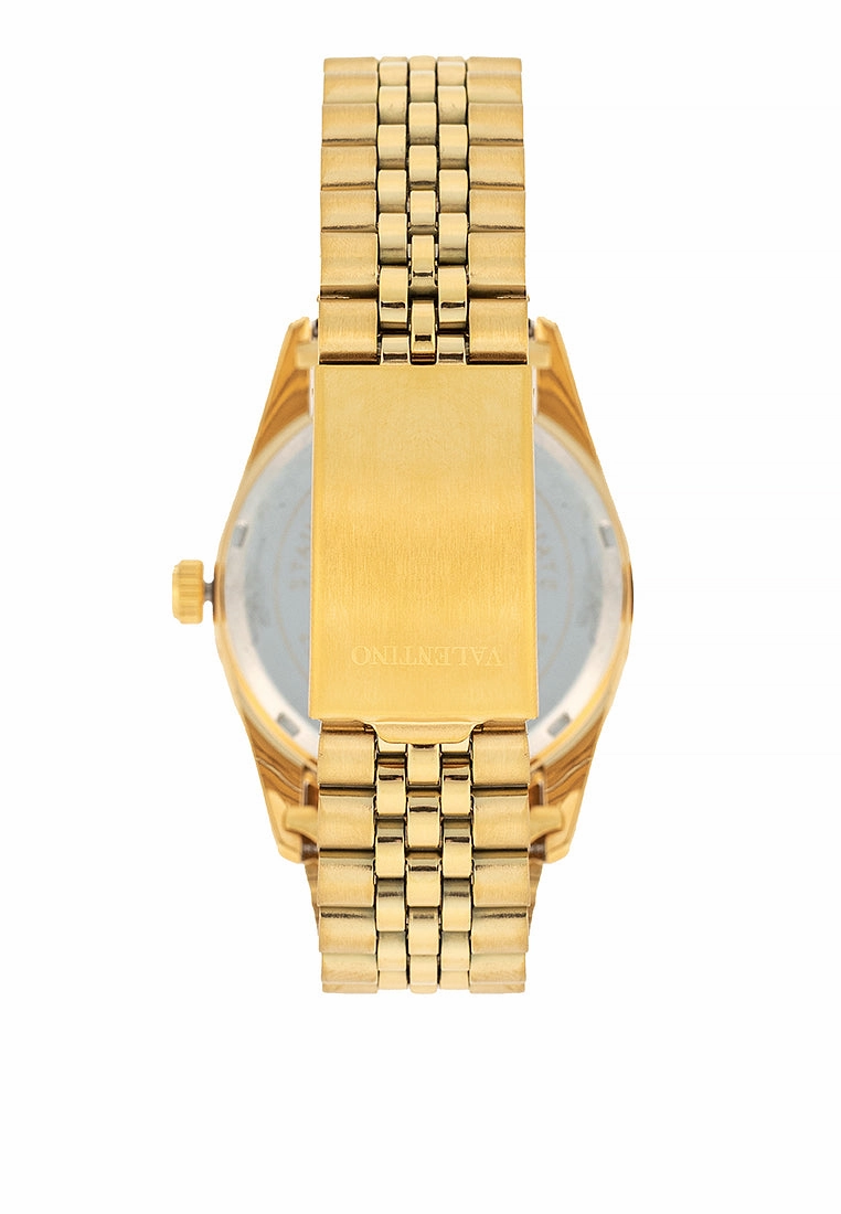 Valentino 20122402-GOLD - BLACK DIAL Stainless Steel Strap Analog Watch for Men