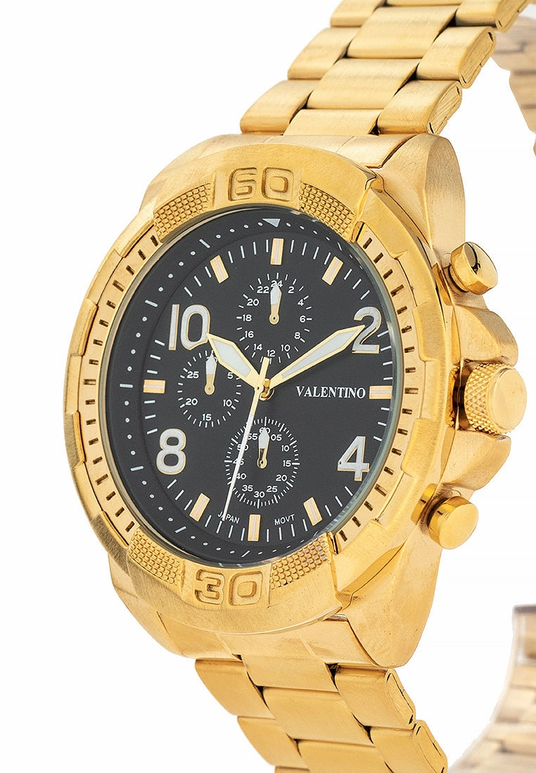 Valentino 20122418-BLACK DIAL Stainless Steel Strap Analog Watch for Men