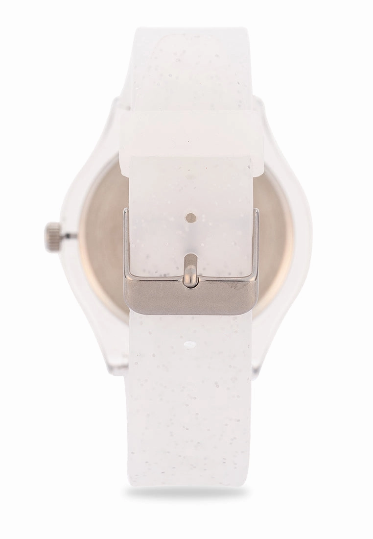 Valentino Rubber Strap Analog Watch for Women 20122094-SILVER GLITTER LINE
