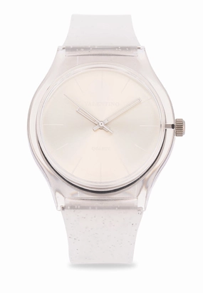 Valentino Rubber Strap Analog Watch for Women 20122094-SILVER GLITTER LINE