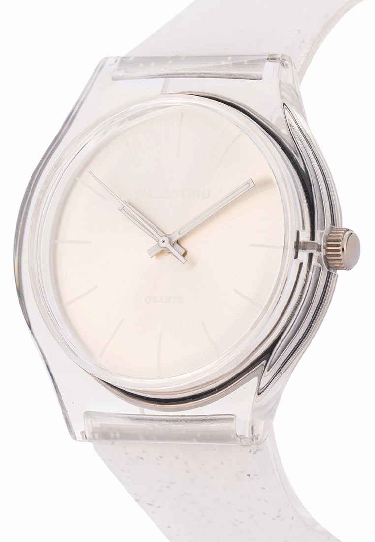 Valentino Rubber Strap Analog Watch for Women 20122094-SILVER GLITTER LINE