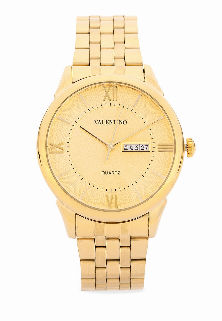 Valentino Stainless Steel Strap Analog Watch for Men 20122478-GOLD DIAL