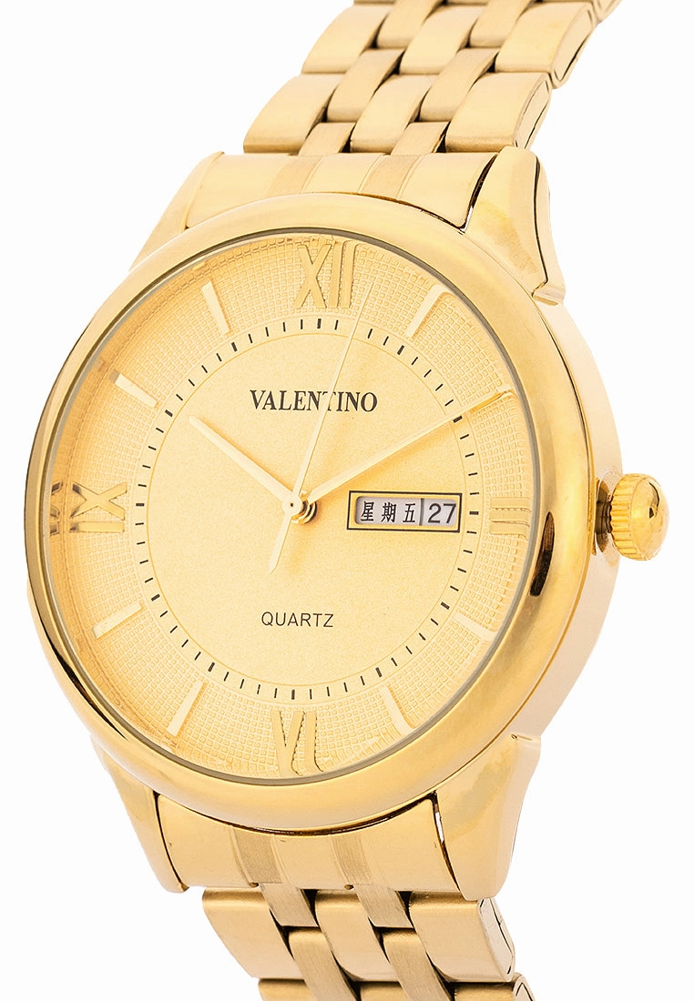 Valentino Stainless Steel Strap Analog Watch for Men 20122478-GOLD DIAL