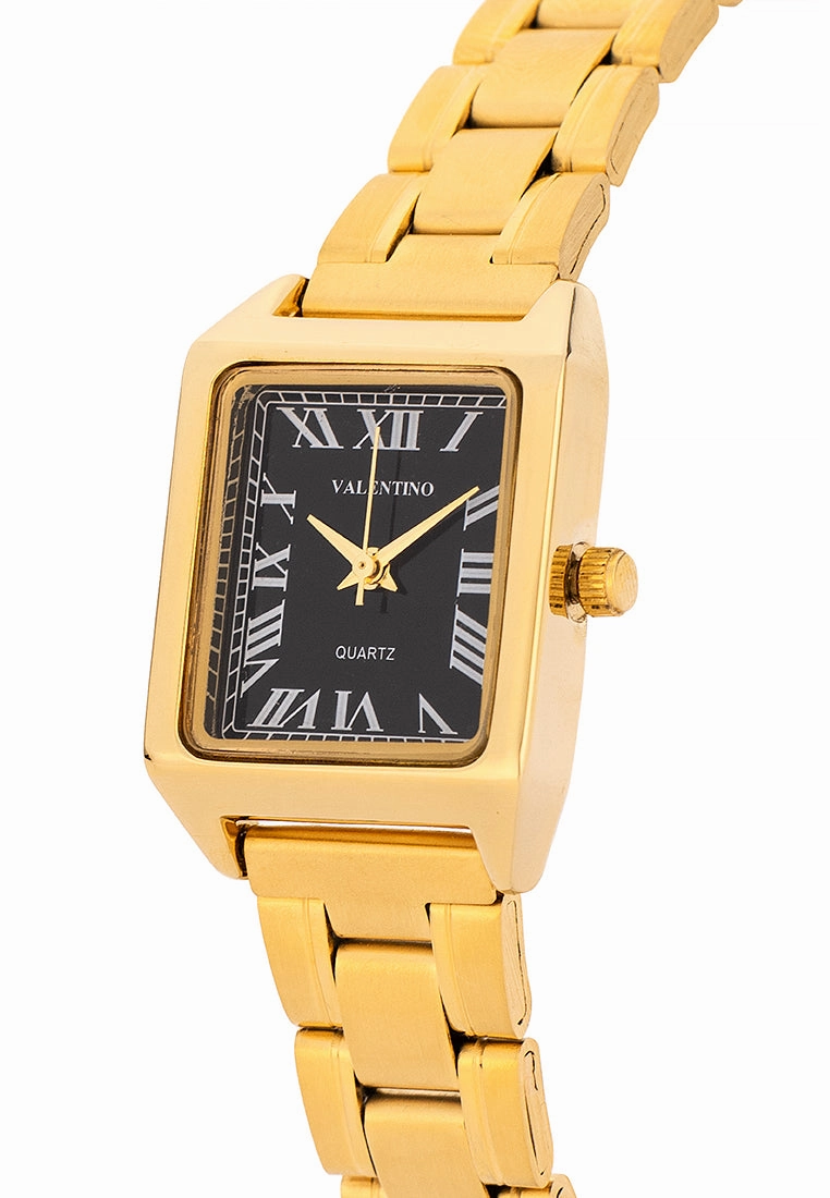 Valentino Stainless Steel Strap Analog Watch for Women 20122256-GOLD - BLACK DIAL ROMAN