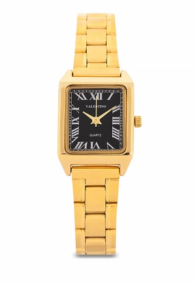Valentino Stainless Steel Strap Analog Watch for Women 20122256-GOLD - BLACK DIAL ROMAN