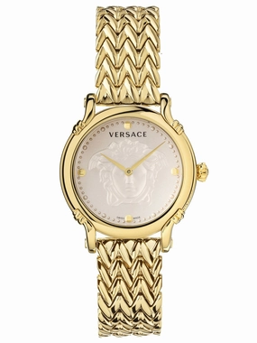 Versace SAFETY PIN 34mm Gold / Ivory Dial Womens Watch VEPN520