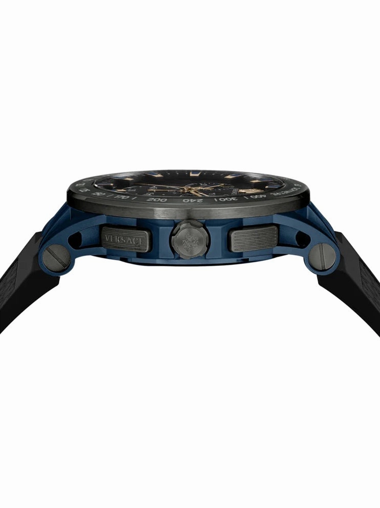 Versace SPORT TECH Mens Chronograph BLACK Dial, Black Silicone Strap - Watch VE3E00221