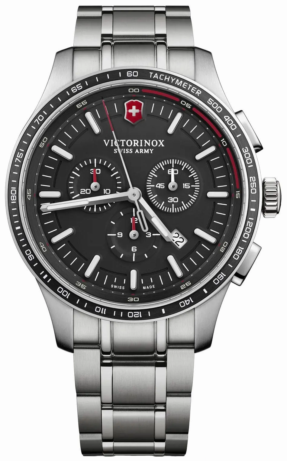 Victorinox Swiss Army Alliance Sport Chronograph Stainless Steel Black Dial Date Mens Watch 241816