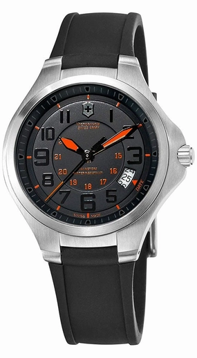 Victorinox Swiss Army Base Camp Steel Quartz Black Rubber Strap Men's Watch Black Dial Date 241464
