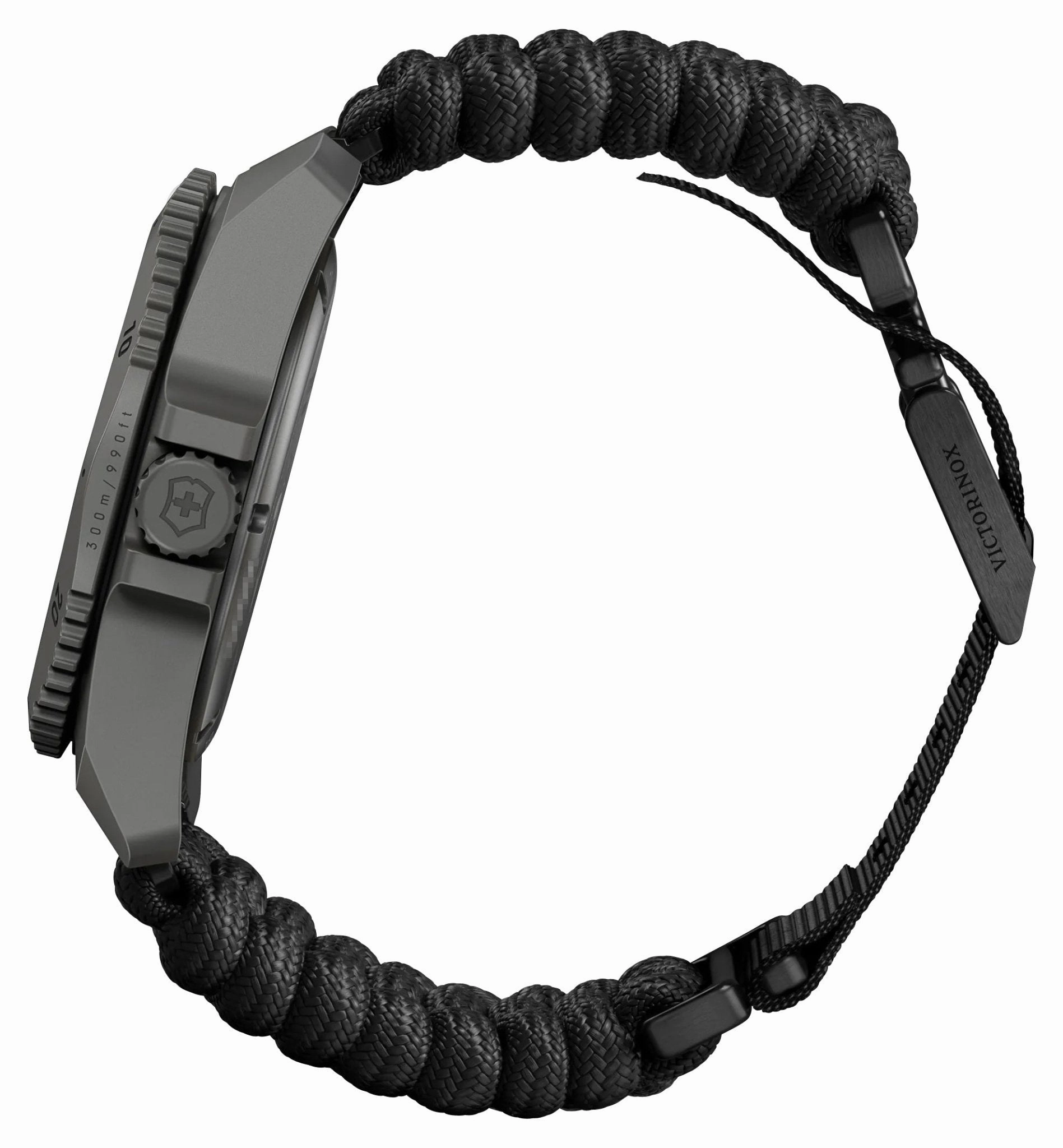 Victorinox Swiss Army Dive Pro Gray Titanium Black Dial Black Nylon Interchangeable Black Rubber Strap Date Divers Quartz Mens Watch 241993.1