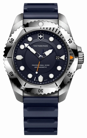 Victorinox Swiss Army Dive Pro Stainless Steel Blue Dial Blue Rubber Strap Date Divers Quartz Mens Watch 241991