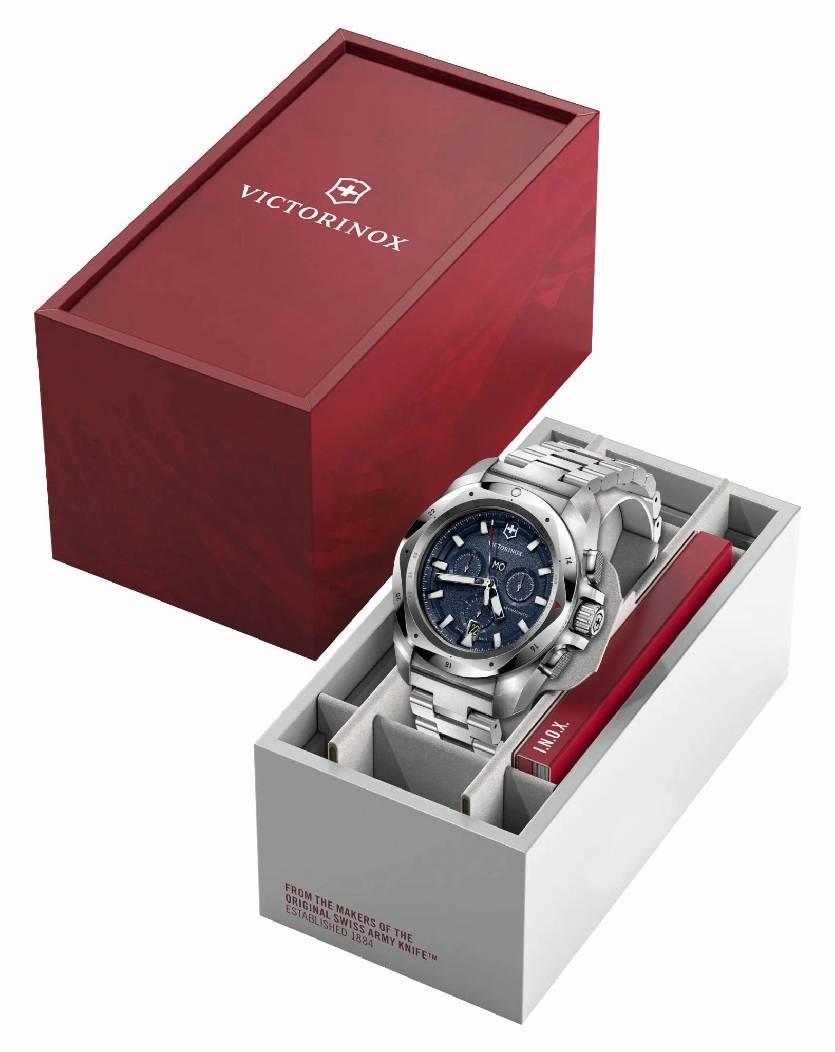 Victorinox Swiss Army I.N.O.X. Chronograph Stainless Steel Blue Dial Day/Date Divers Quartz Mens Watch 241985