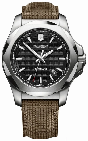 Victorinox Swiss Army I.N.O.X. Mechanical Stainless Steel Mens Strap Watch Black Dial Date 241836