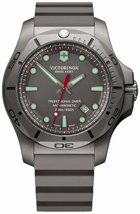 Victorinox Swiss Army I.N.O.X. Professional Diver Grey Titanium Rubber Strap Date Mens Watch 241810