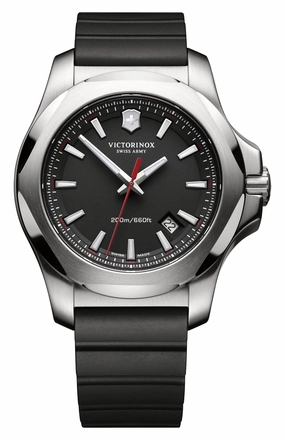 Victorinox Swiss Army I.N.O.X. Stainless Steel Black Dial Black Rubber Strap Date Divers Quartz Mens Watch 241682.1