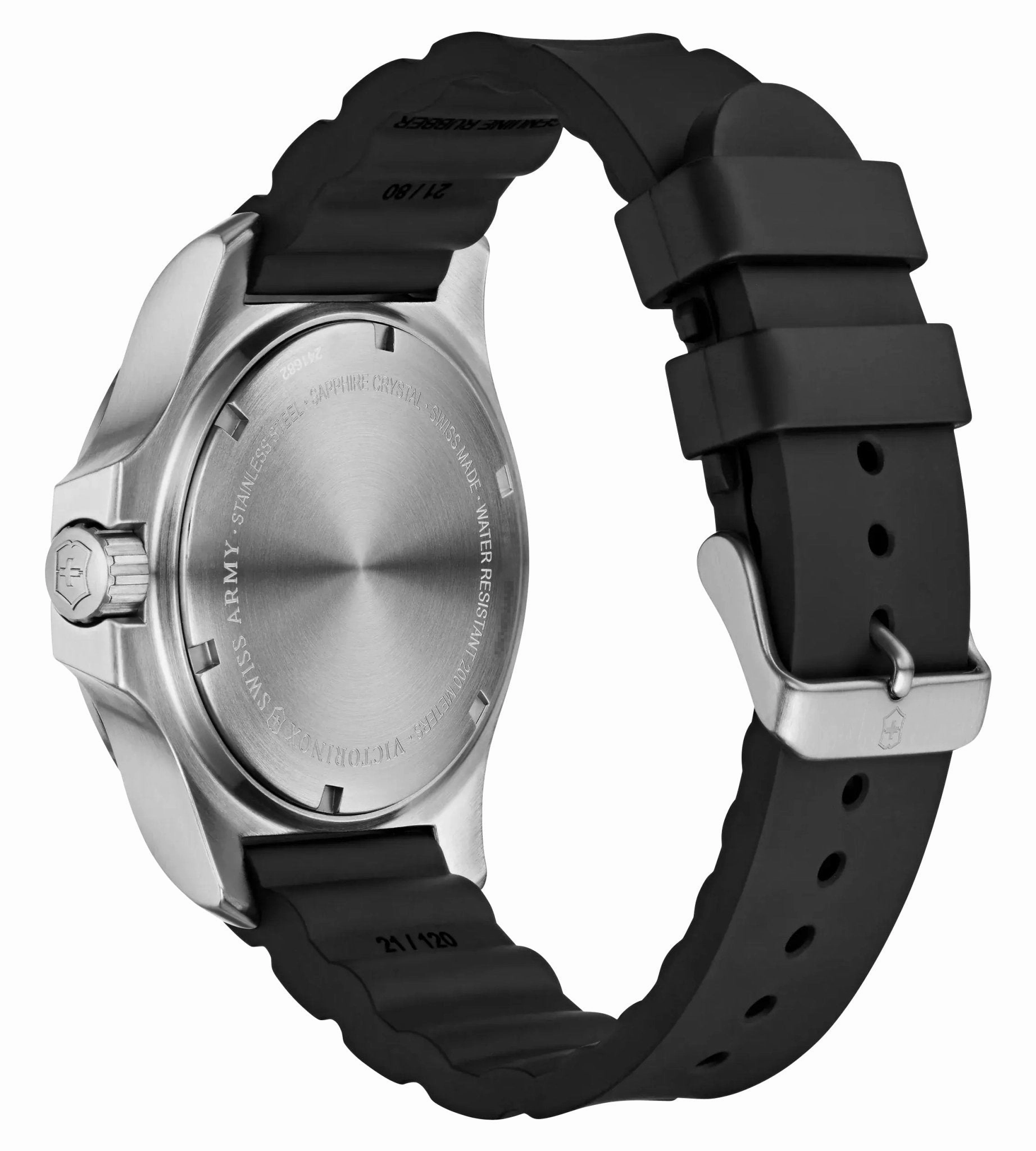 Victorinox Swiss Army I.N.O.X. Stainless Steel Black Dial Black Rubber Strap Date Divers Quartz Mens Watch 241682.1