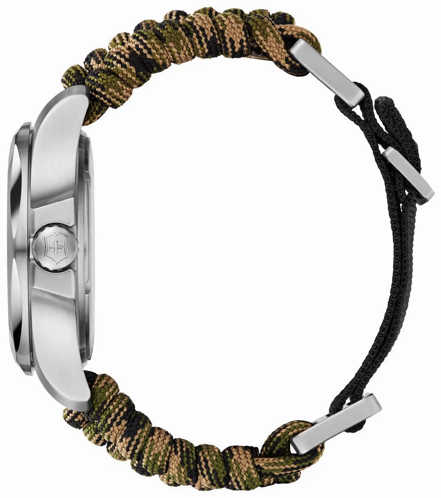 Victorinox Swiss Army I.N.O.X. Stainless Steel Green Dial Paracord Band Interchangeable Green Rubber Strap Date Quartz Mens Watch 241727.1