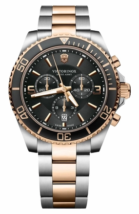 Victorinox Swiss Army Maverick Chronograph Two-Tone Stainless Steel Black Dial Date Quartz Mens Watch 241952