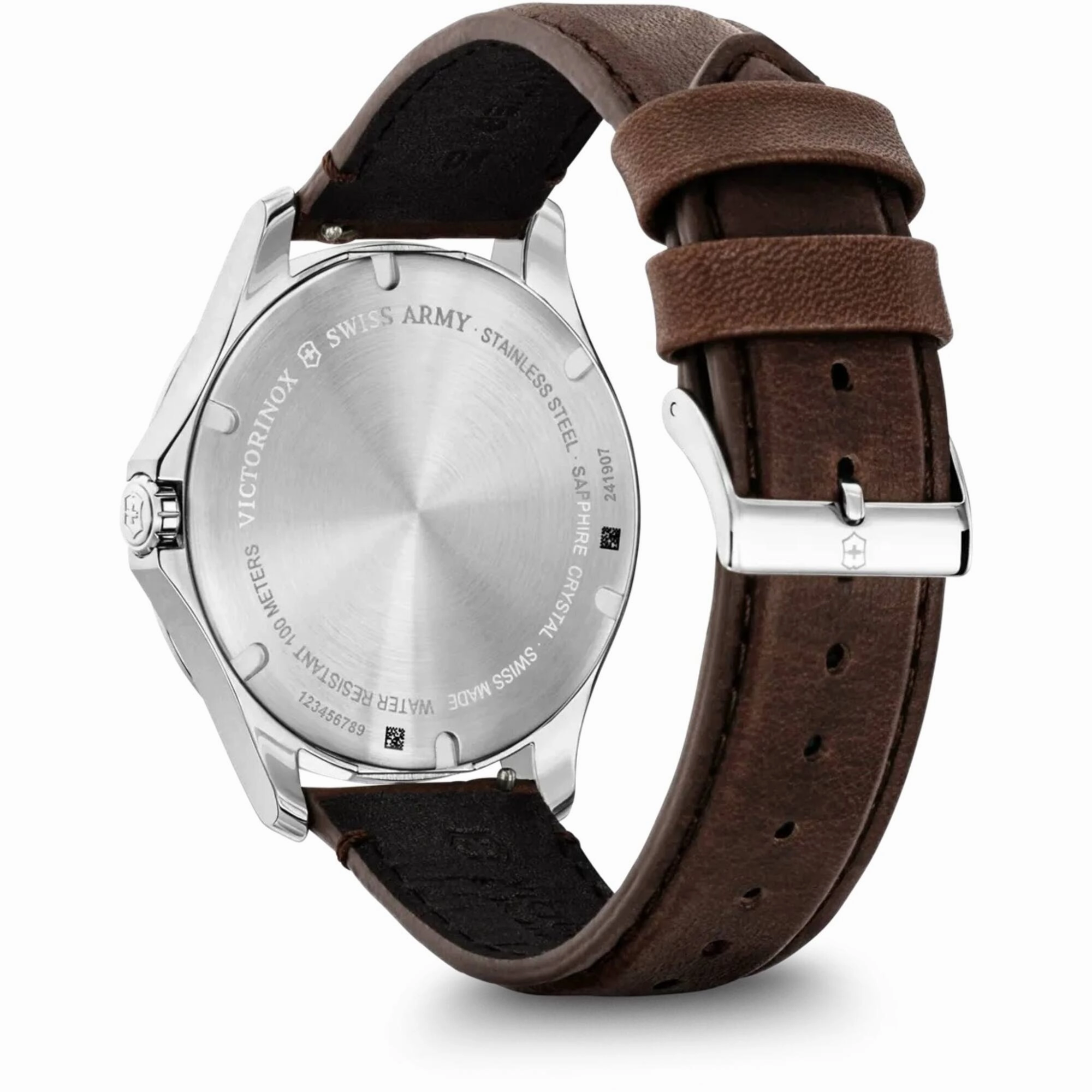 Victorinox Swiss Army Men's Watch - Alliance Silver Tone Dial Brown Strap | 241907