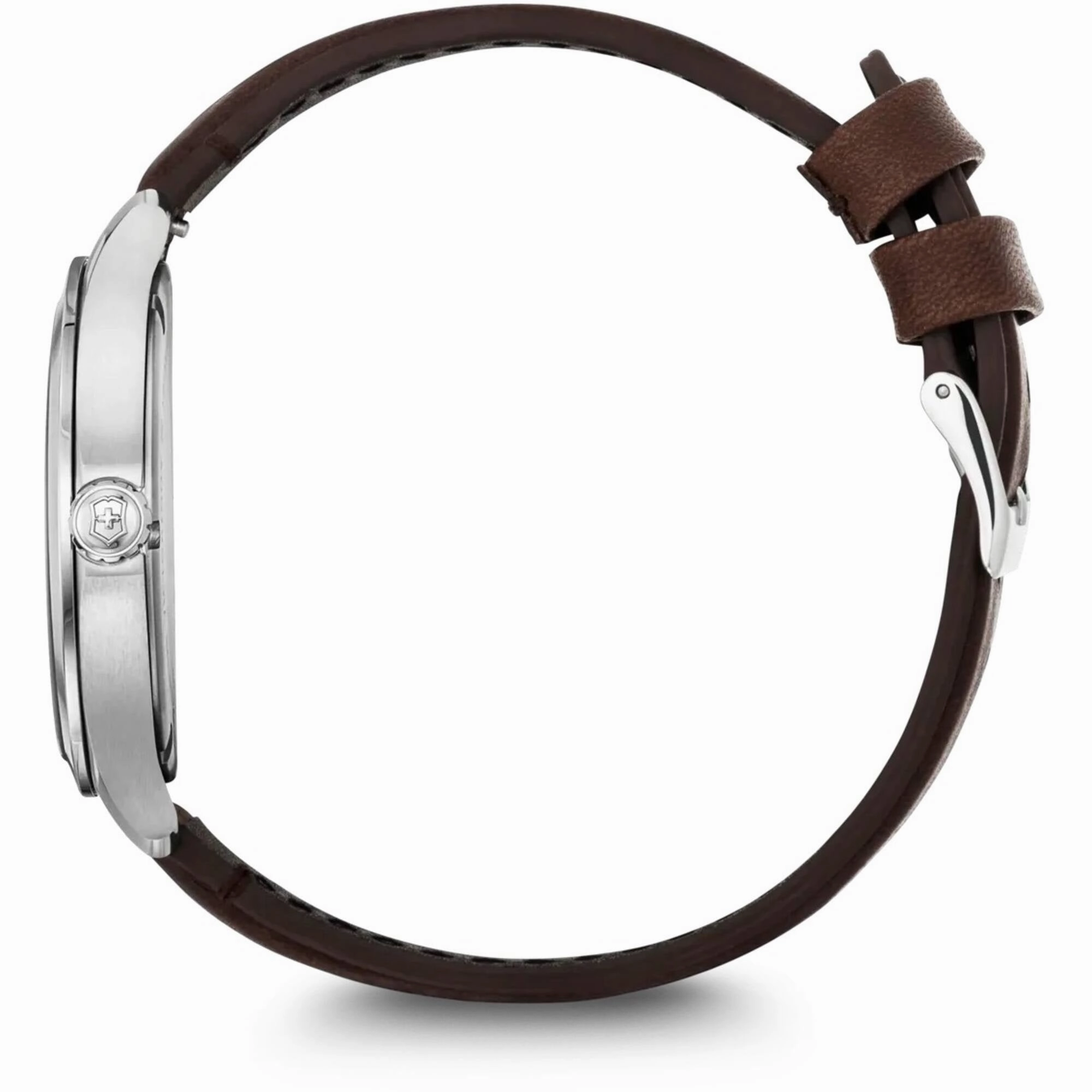 Victorinox Swiss Army Men's Watch - Alliance Silver Tone Dial Brown Strap | 241907