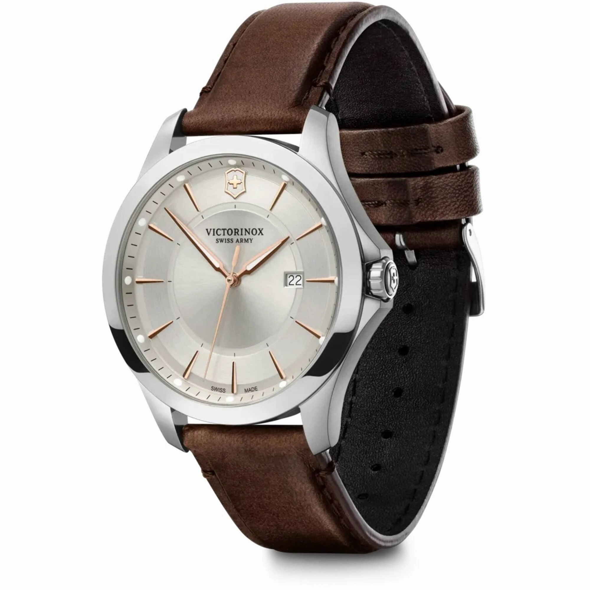Victorinox Swiss Army Men's Watch - Alliance Silver Tone Dial Brown Strap | 241907