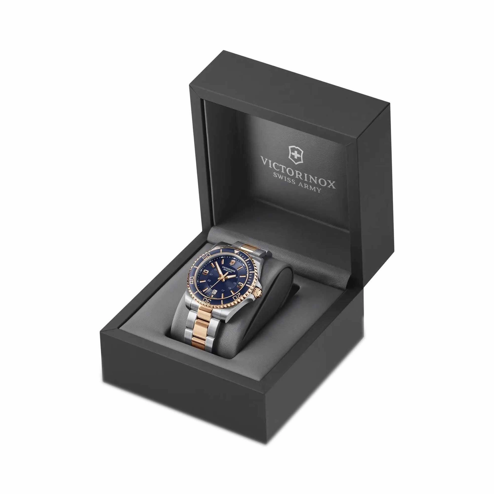 Victorinox Swiss Army Men's Watch - Maverick Silver and Rose Gold Bracelet | 241950