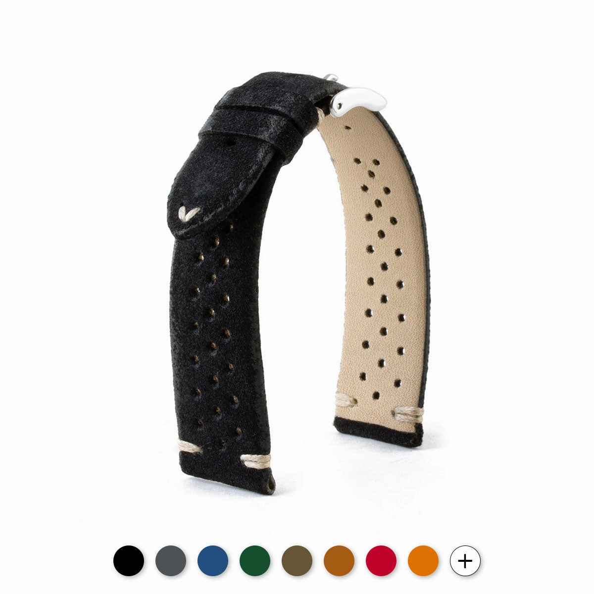 Vintage "Driver" strap - Leather watch band - Calf (black, grey, brown, blue, red, green, kaki)