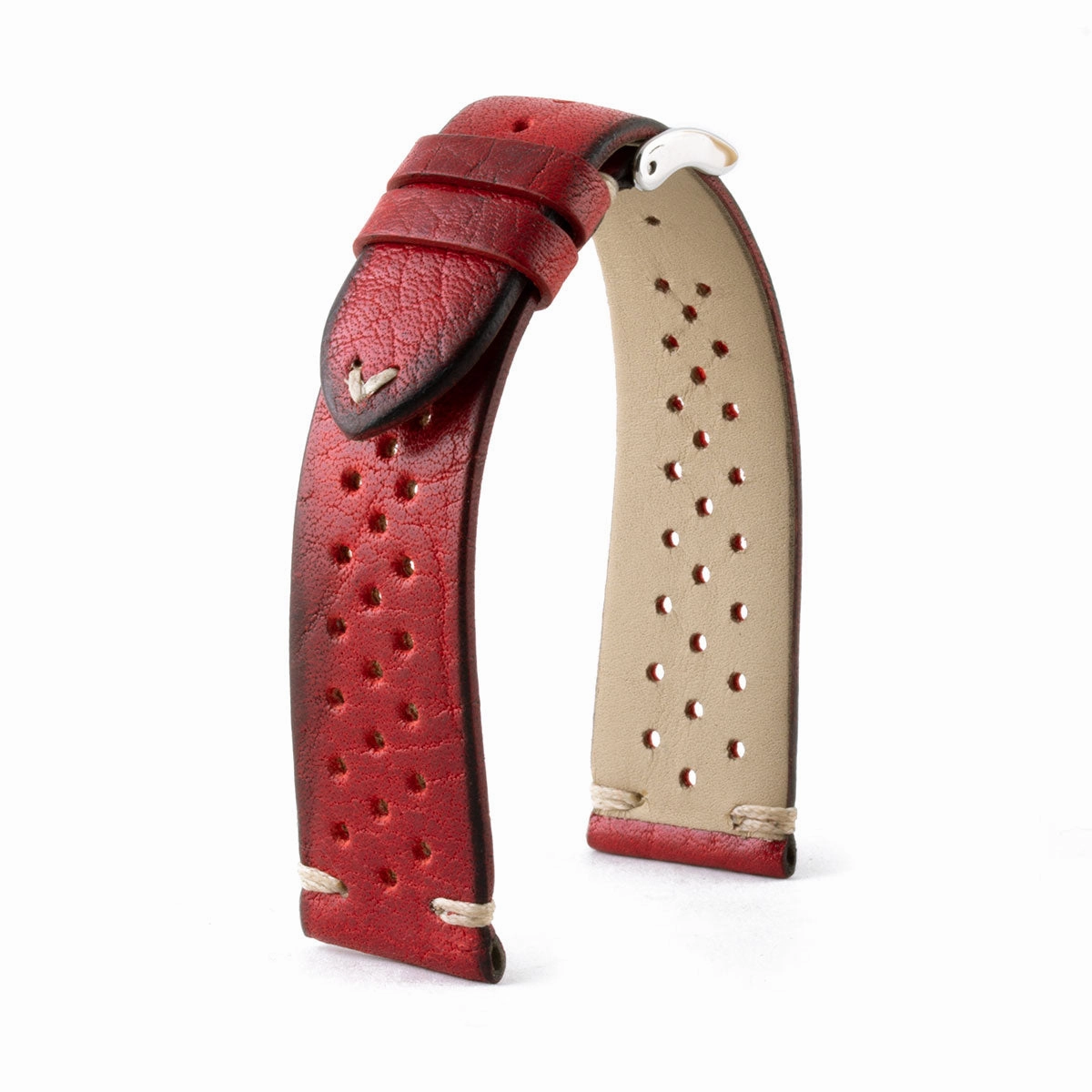 Vintage "Driver" strap - Leather watch band - Calf (black, grey, brown, blue, red, green, kaki)