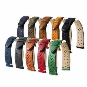 Vintage "Driver" strap - Leather watch band - Calf (black, grey, brown, blue, red, green, kaki)