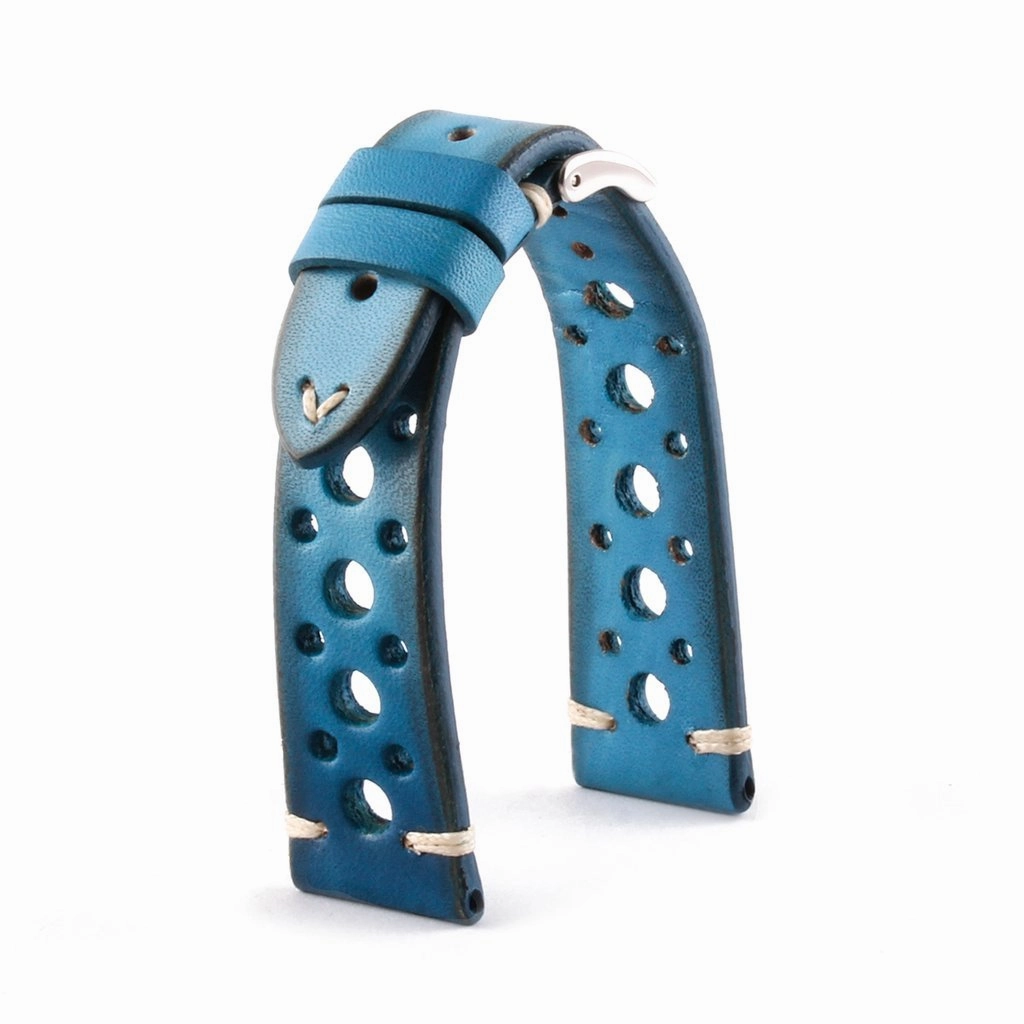 Vintage "Racing" strap - High end leather watch band - Calf (black, grey, brown, blue, red, taupe, camo)