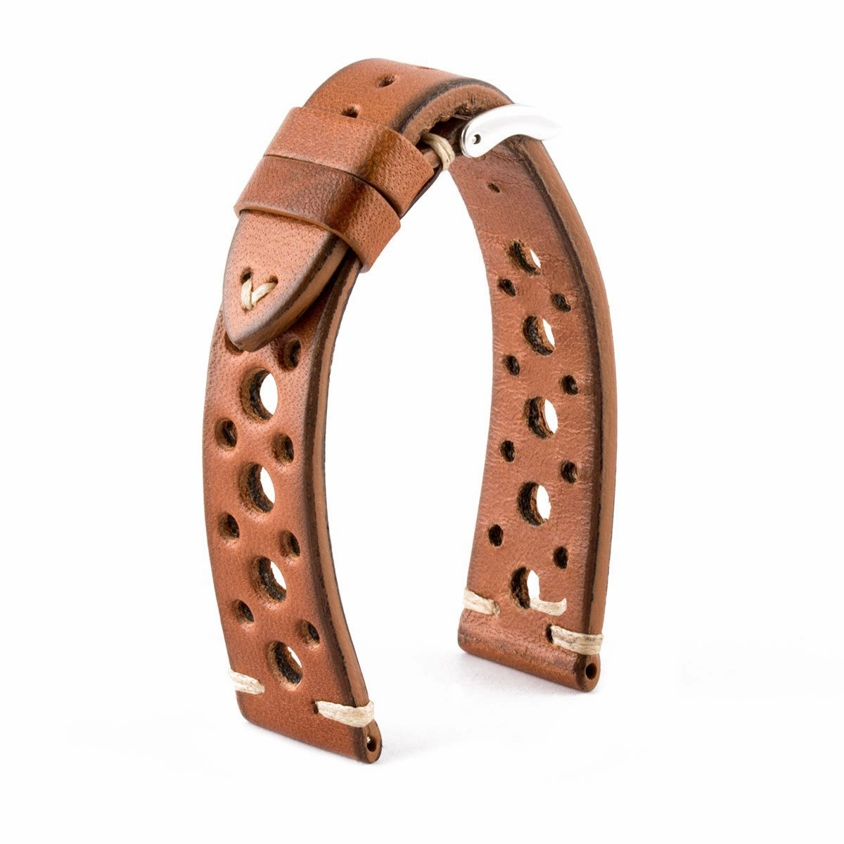 Vintage "Racing" strap - High end leather watch band - Calf (black, grey, brown, blue, red, taupe, camo)