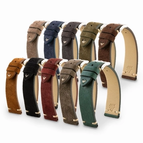 Vintage strap - Leather watch band - Calf suede (black, grey, brown, blue, red, green, kaki...)