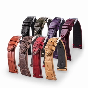 Vintage strap - Leather watchstrap - Alligator (black, brown, kaki, burgundy, red, purple)