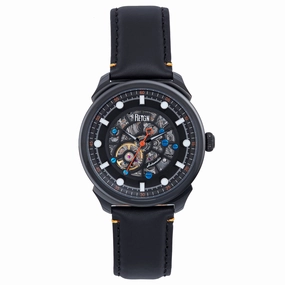 Weston Automatic Skeletonized Leather-Band Watch - Black