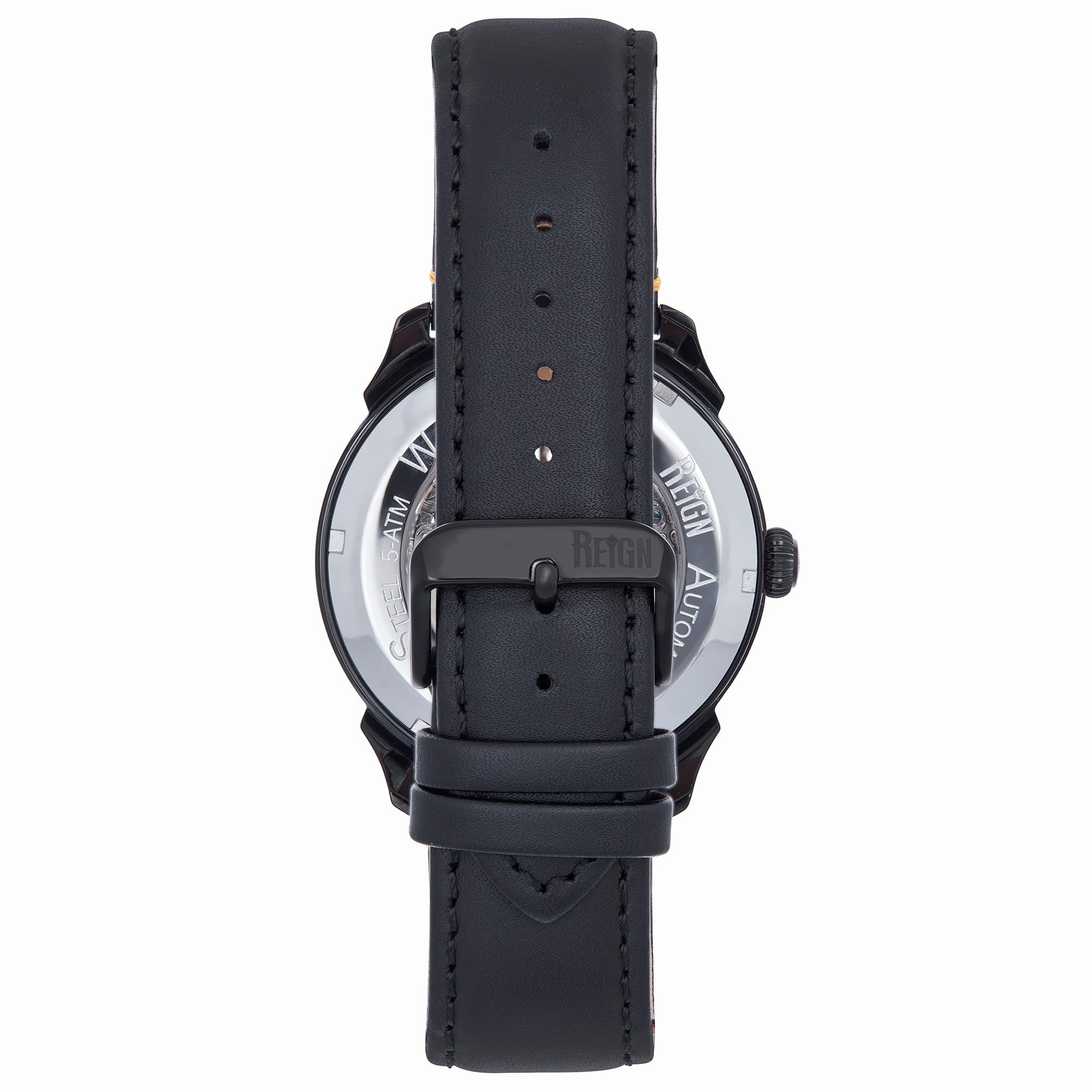 Weston Automatic Skeletonized Leather-Band Watch - Black